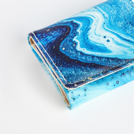 Women's wallet on the button, blue color-4