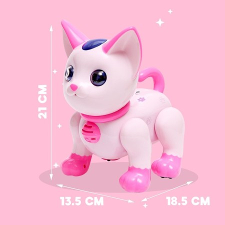Robot Cat "Smart pet" Zhory, programmable, on the control panel, interactive: sound, light, dancing, musical, batteries, in Russian, pink-1