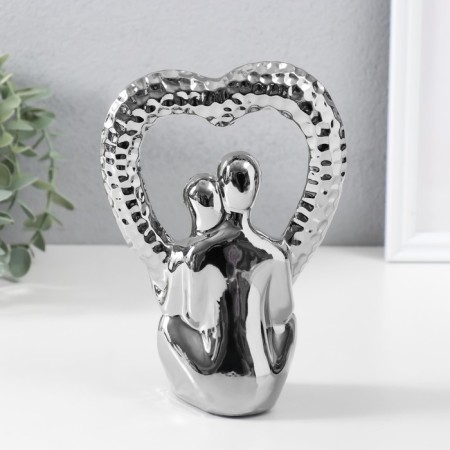 Souvenir Ceramics "Abstraction. Lovers with the heart" silver 13x7x18.5 cm-2