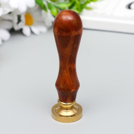 Printing for wax with a wooden handle "Wreath with flower" 9x2.5x2.5 cm-2