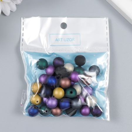 Beads for creativity plastic "Balls. Cold shades of metallic" set 20 g 1x1x1 cm-2