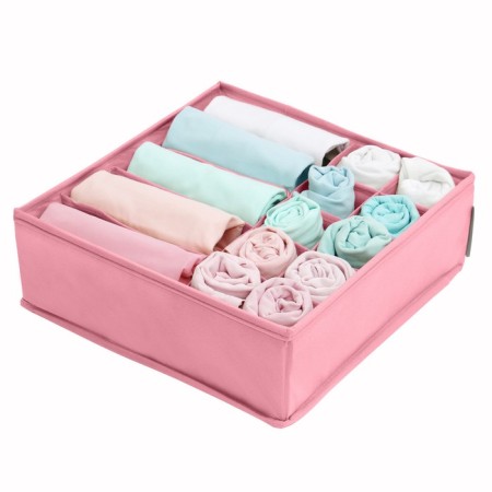 Organizer for linen, 15 cells, pink color