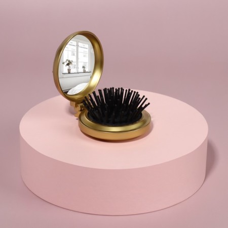Massage comb “mother -of -pearl butterfly”, folding, with a mirror, d = 6 cm, color mix-1