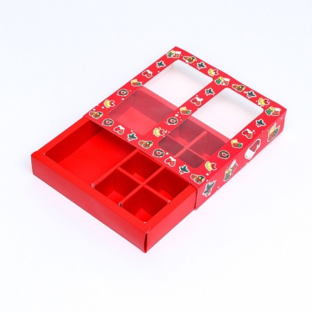 Box for sweets, 8 sweets and chocolate, 17.7 x 17.7 x 3.8 cm "Christmas tree toys"-8