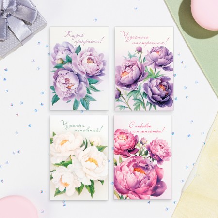 Set of mini-postcard "Flowers" 7.6 x 10.6 cm-3