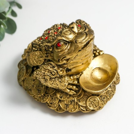 NECK Polystone for bronze "Cash toad on coins and gold ingots" 7.5x9x11 cm