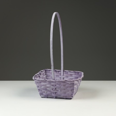 Wicker basket, 21.6 x 21.6 x 10/38 cm, purple, bamboo-1