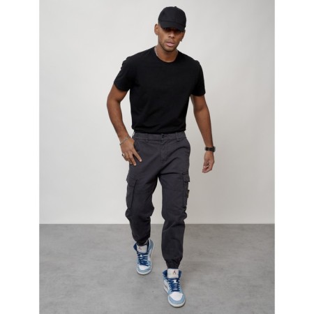 Cargo jeans men, size 48, dark gray color-3