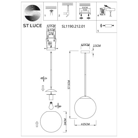 Ceiling lamp ST LUCE. SL1190.212.01. Cassius. 1x60 W, E27, 25x25x57.5 cm, golden color-5