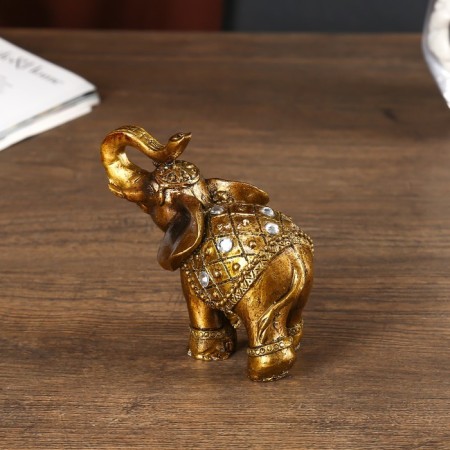 Souvenir Polystone "Elephants, Popon with Rhinas" set 7 pcs h = 9.5; 8.5; 7.5; 6.5; 5.5; 5.3; 5 cm-5