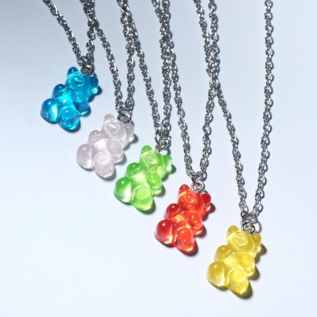 Pendant "Marmalade Bear" chain, color mix in silver, 45 cm