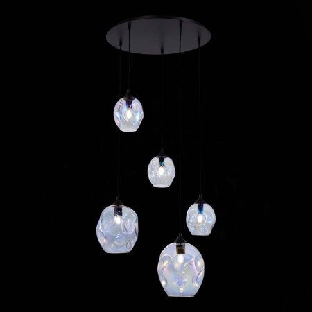 Suspended chandelier ST LUCE. SL1188.403.05. Idesia. 5x40 W, E14/E27, 67.5x67.5 cm, black color-1