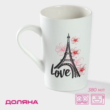 Porcelain share mug "Love in Paris", 380 ml, white color