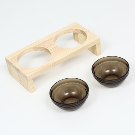 Double stand with dark glass bowls 30 x 14.5 cm x 6.5 cm, 2x250 ml-3