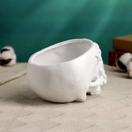 Skull stand "Skull with ornament" White, 13x17x11cm-3