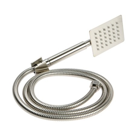 Zein bath mixer, square, short surge, with a shower set, stainless steel. Steel, satin-10