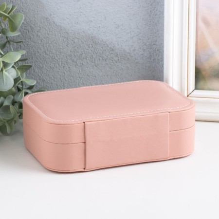 Casket to the leatherette for jewelry "Matte surface" Pink powder 16x11x5 cm-3