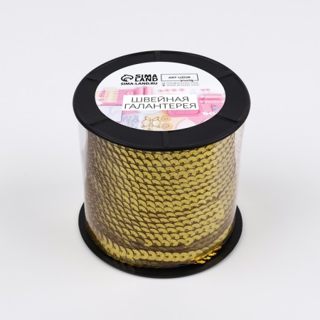 Sequins on threads, holography, 6 mm, 91 ± 1 m, gold color-2