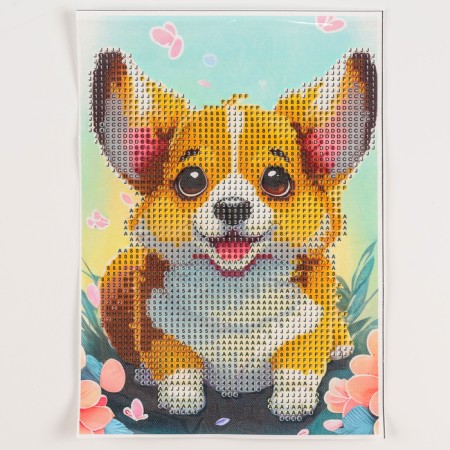 Diamond embroidery with partial filling "Korgi Korgi", 15 x 21 cm, canvas-4