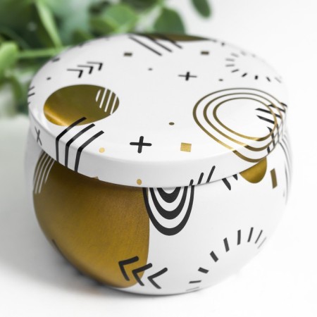 Casket Metal Round "Drawings with gold on white and black" mix 5.2x7.5x7.5 cm-6