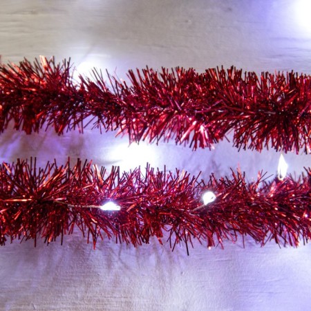 Garland "tinsel" 2 m Rosa, IP20, red thread, 44 led, 8 layers, d = 3 cm, white glow, aah2-2