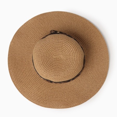 Women's hat with a leopard strap minaku brown color, river 58-1