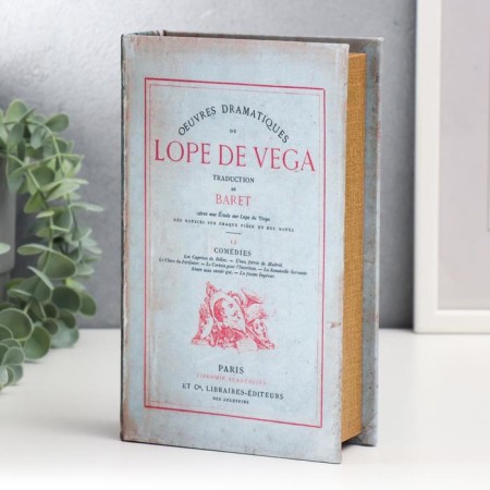 Safe Brush Tree to the leatherette "Lope de Vega. Dramatic works" gray 21x13x5 cm-1