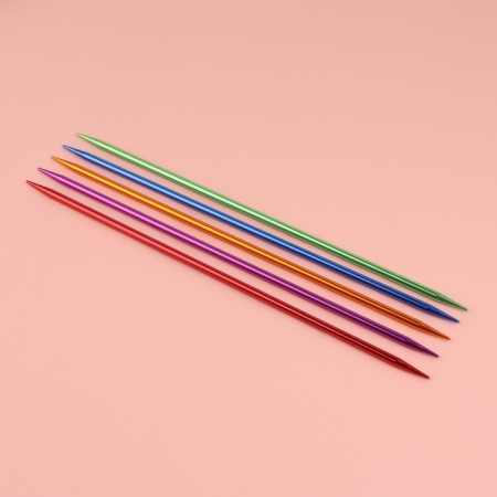 Knitting knitting needles, hosiery, aluminum, d = 5 mm, 26.5 cm, 5 pcs, color mix
