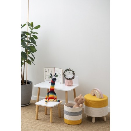 Pouff Devy, 400 × 400 × 400 mm, beige / mustard color