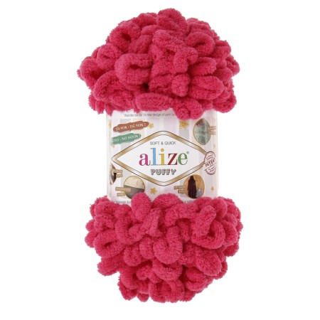 Yarn "Puffy" 100 % micropoliester 9m/100g (149 raspberries)-1