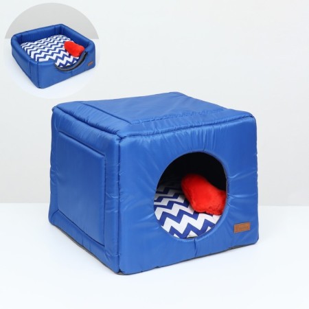 Transformer house square (zig-zag) 43 x 43 x 34 cm, blue