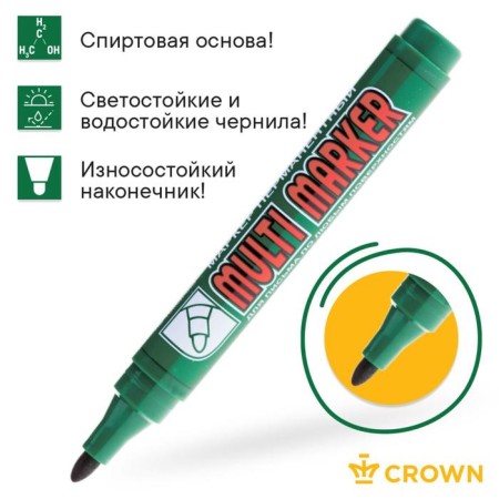 Permanent marker 3.0 mm, Crown Multi Marker, Green-1