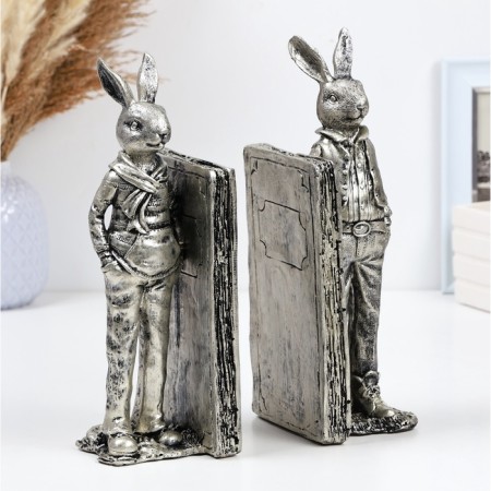 Holder - stand for the books "Stylish Hares" set 2pcs, silver, 27cm-2