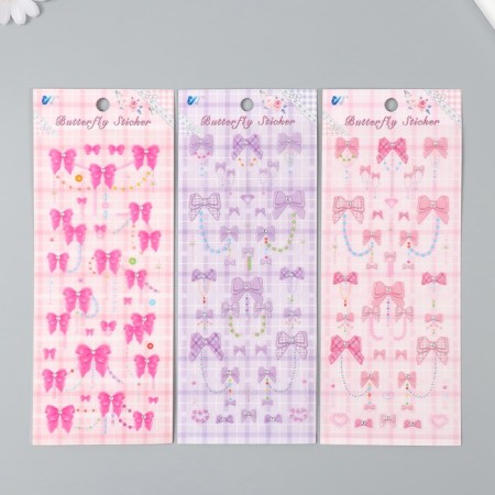 Plastic sticker "Bows and beads" mix 26.4x10.4 cm