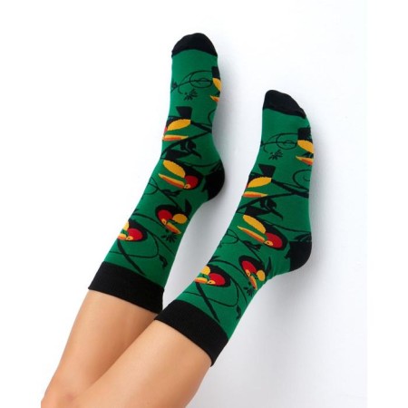 Minaku socks "Birds", green color, size 36-41 (23-27 cm)-1
