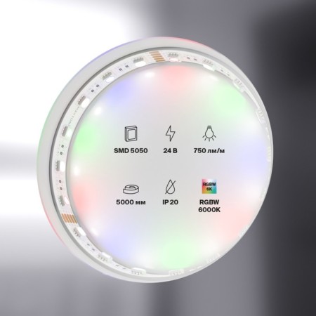 Maytoni Led Strip 10181, 24V, 5 m, IP20, 5050, 19.2 W/m, 12x2, 6000K, RGB+W-2