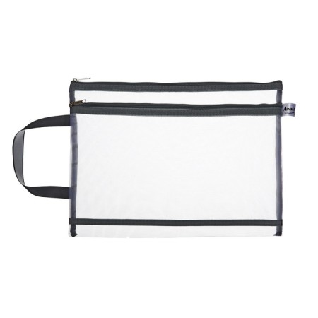 Lightning folder on the zipper format A4, 2 compartments, with a handle, a gray net