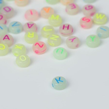 Acrylic bead phosphorus “letters” Neon (mix), 7 × 4 mm, set 10 g, color mix-2