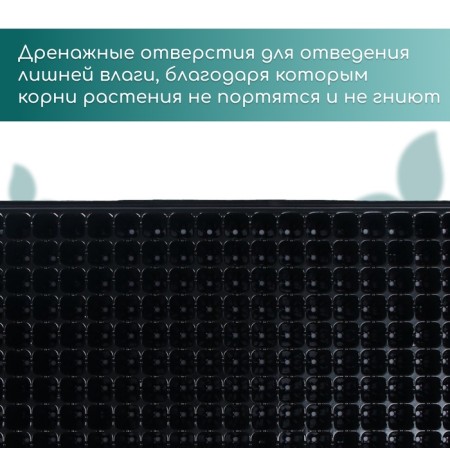 Cassette for growing seedlings, 200 cells, 7 ml, of plastic, black, 55 × 28 × 4 cm, Greengo-5