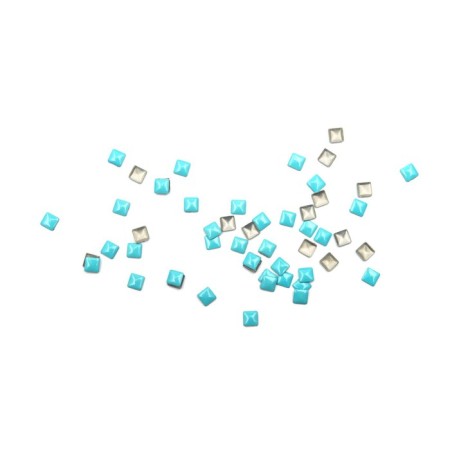 Rhinestones of metal square Pole, 3x3, blue, 50 pcs