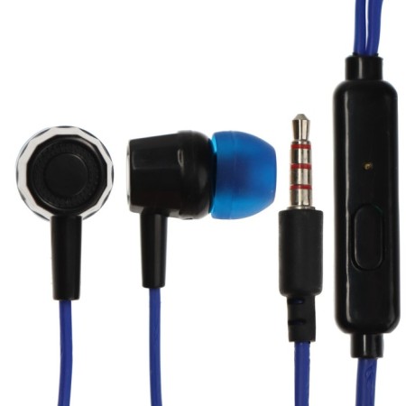 Headphones Krutoff HF-J69, vacuum, microphone, 106 dB, 16 Ohm, 3.5 mm, 1 m, box, blue