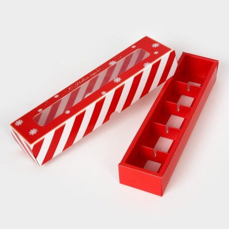 New Year. Box for 5 sweets "Miracles happen", 21x5x3.3 cm, confectionery packaging-4
