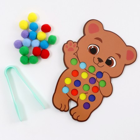 Different sorter "Bear" with pompons and tweezers, 15 x 21 cm-3
