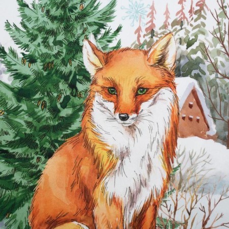 The fox towel TM Ethel: New Year's Forest, 40 × 67 cm, 100 % cotton, sarzha, 190 g/m²-2
