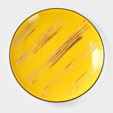 Porcelain dessert plate Wilmax Scratch, D = 17.5 cm, yellow color