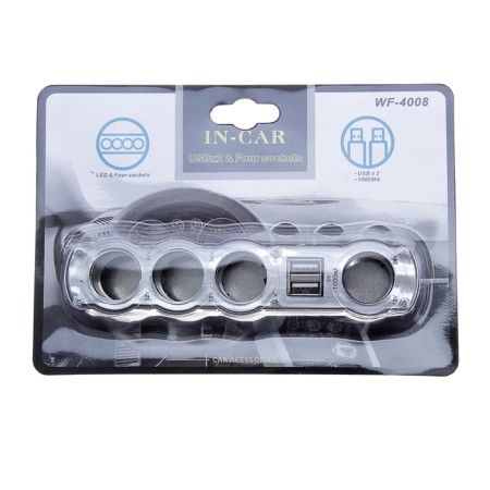 Smuster Rapper, 4 Nests, 2 USB 1 A, 60 W, 12/24 V, wire 60 cm-1
