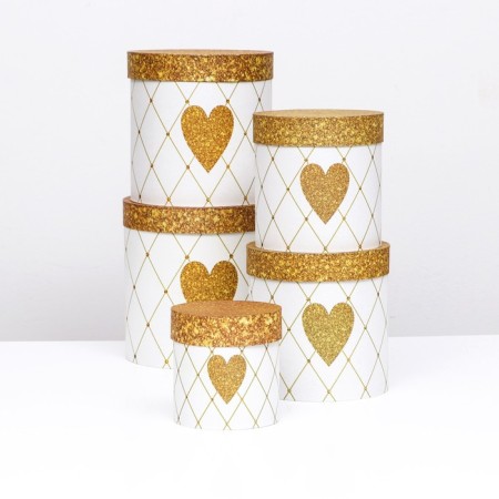 Set of round boxes 5V1 "Golden Heart", 25 × 25 ‒15 × 15 cm