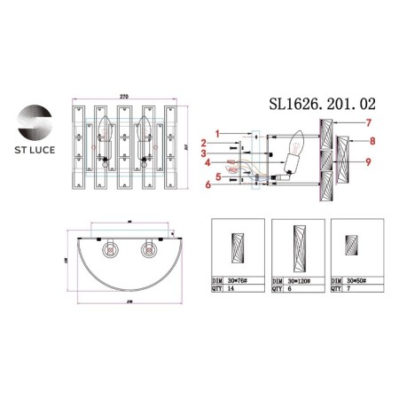 Sconces st. SL1626.201.02. Anzio. 2x40 W, E14, 27x21.5 cm, Shampan-5