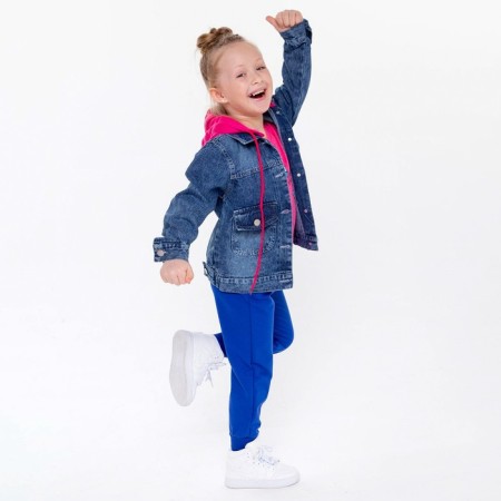 Denim jacket for girls, blue color, height 116 cm-3