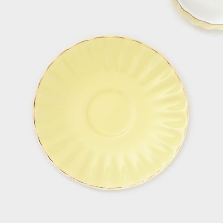 Service Porcelain Tea Daulay "Vivien", 12 objects: 6 cups 200 ml, 6 saucer d = 15 cm, yellow color-4
